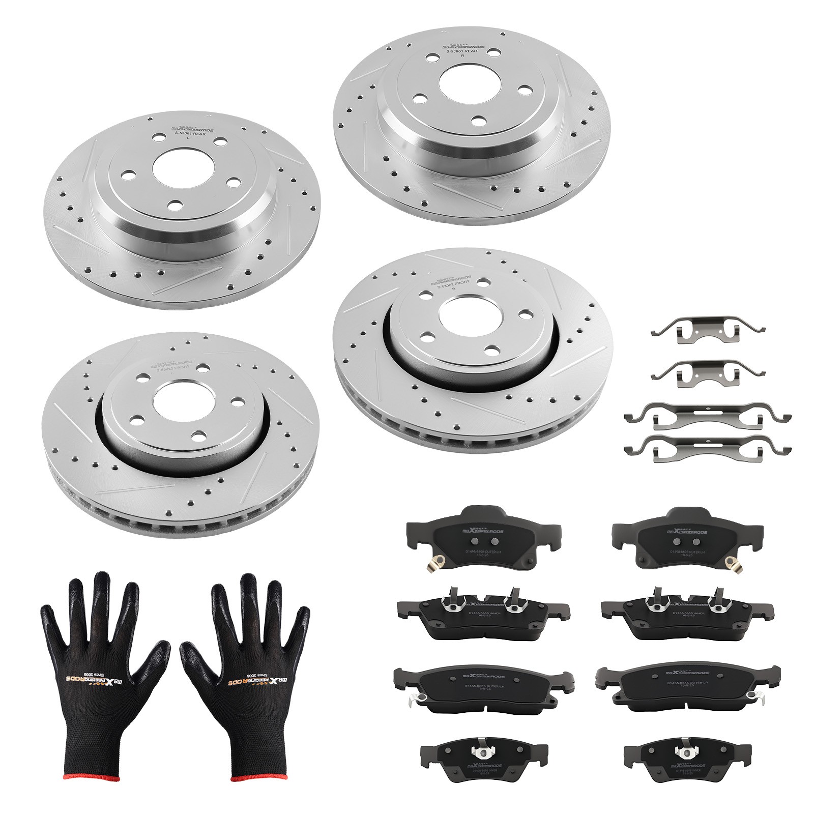 Front Rear Brake Rotors&Ceramic Brake Pads Set for Dodge Durango 2011-20 S-53062