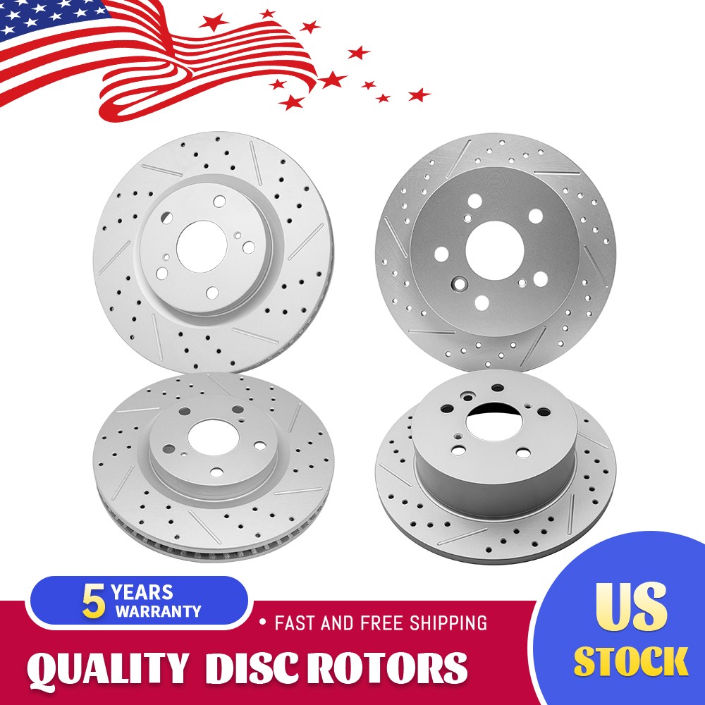 Front Rear Drilled Slotted Brake Rotors for 2008 – 2011 Toyota Camry Lexus ES350