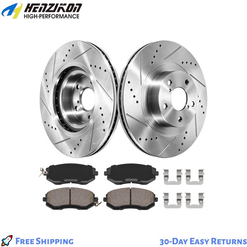 OE Quiet Low Dust Front Drilled Rotors Ceramic Pads For Subaru Impreza Forester