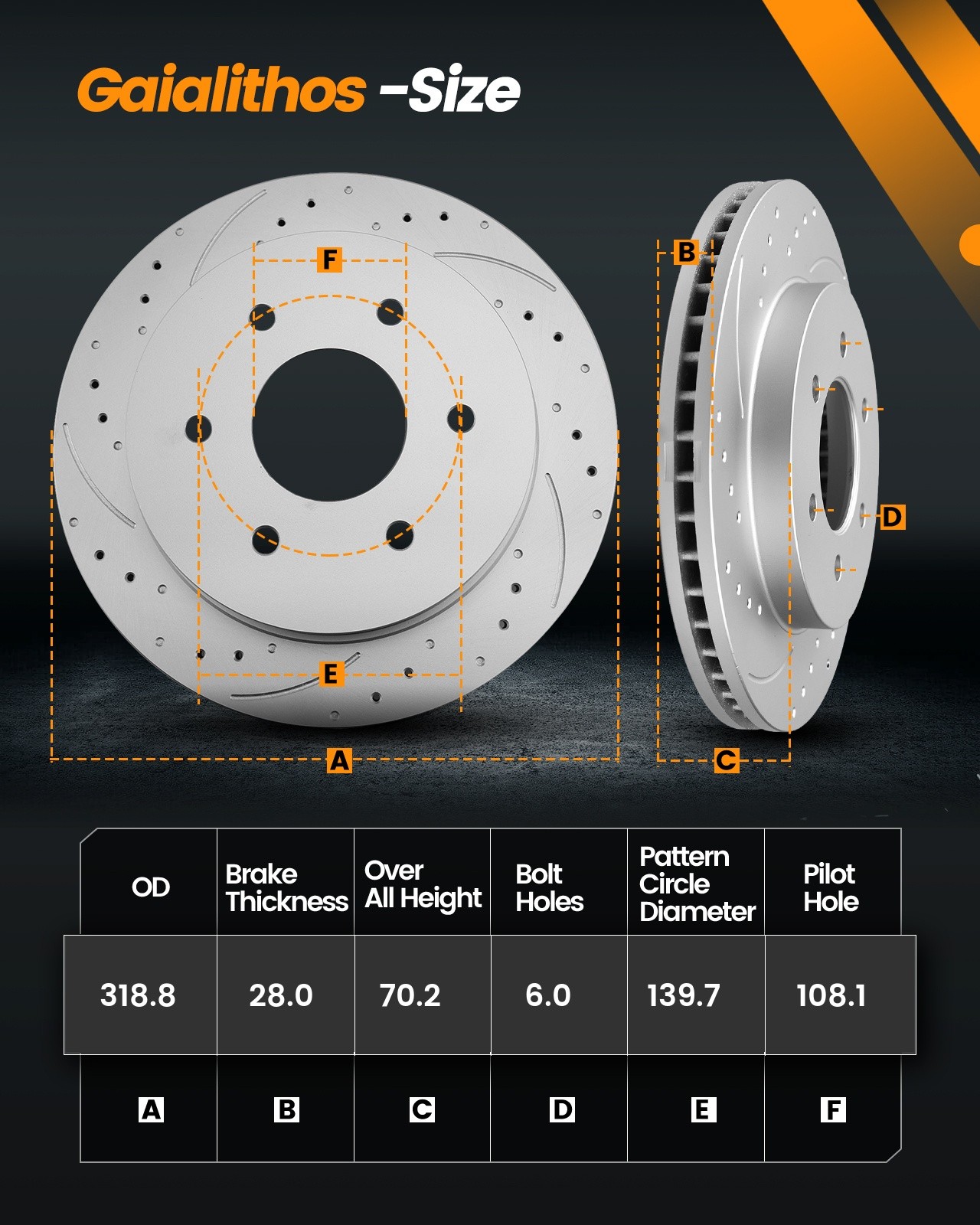 12.6in Front Drilled Brake Rotors Ceramic Brake Pads for Toyota Sequoia Tundra