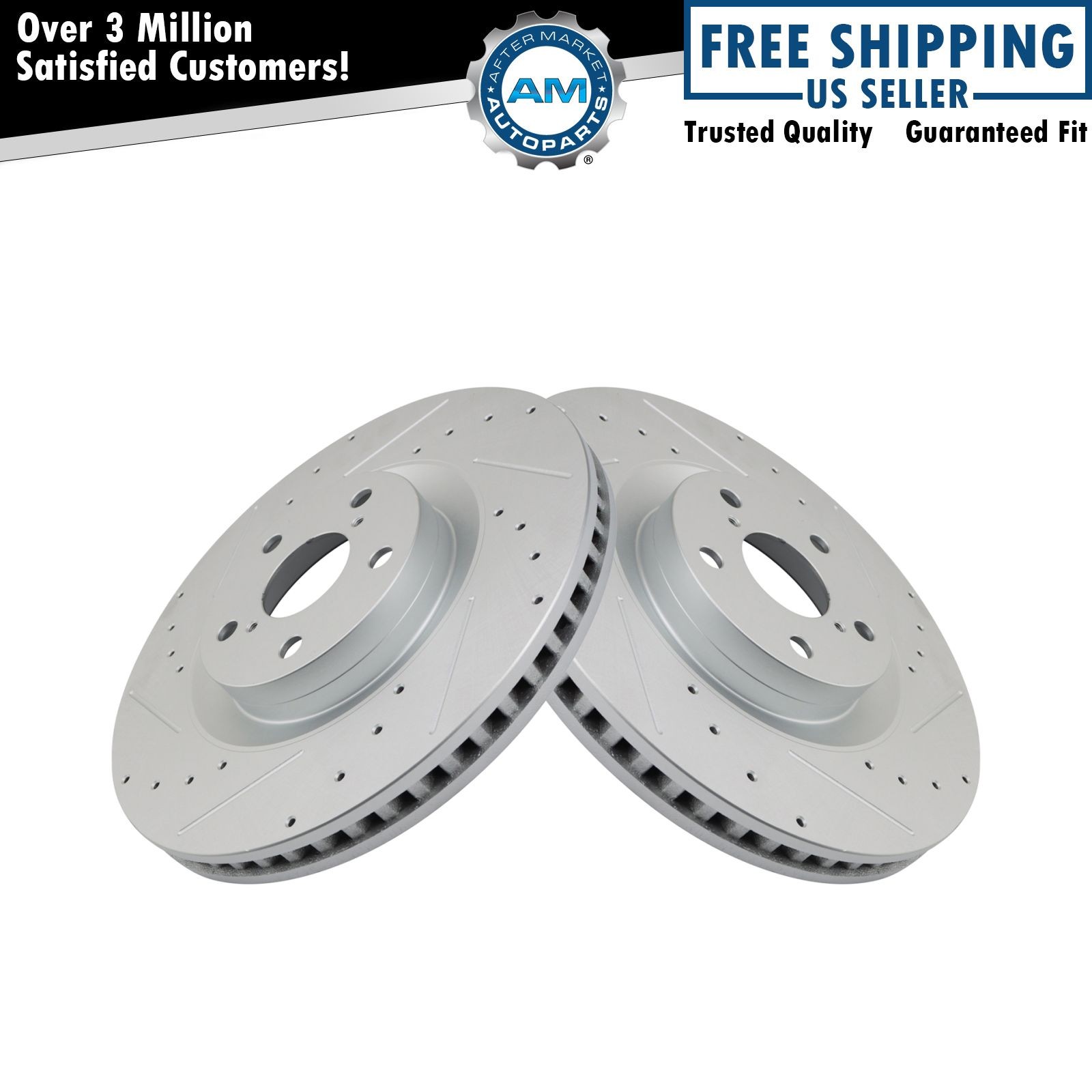 Front Brake Rotors Set Slotted X Drilled Premium G-Coated Front Fits Lexus
