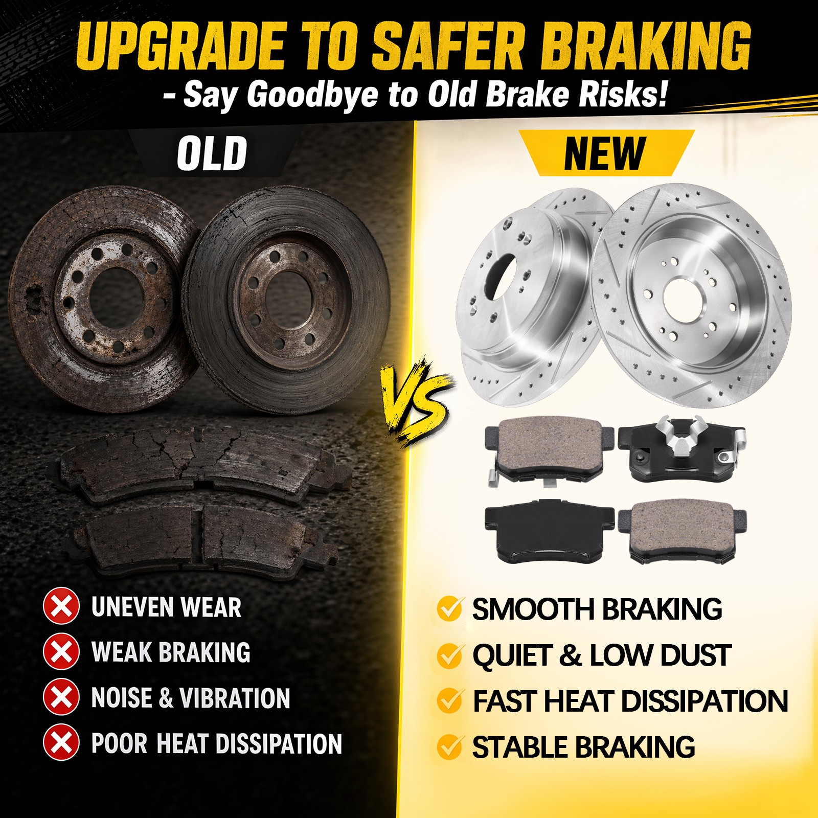 Rear Brake Rotors & Ceramic Pads Kit for Honda CR-V 2005 – 2014 2016 5 Lug