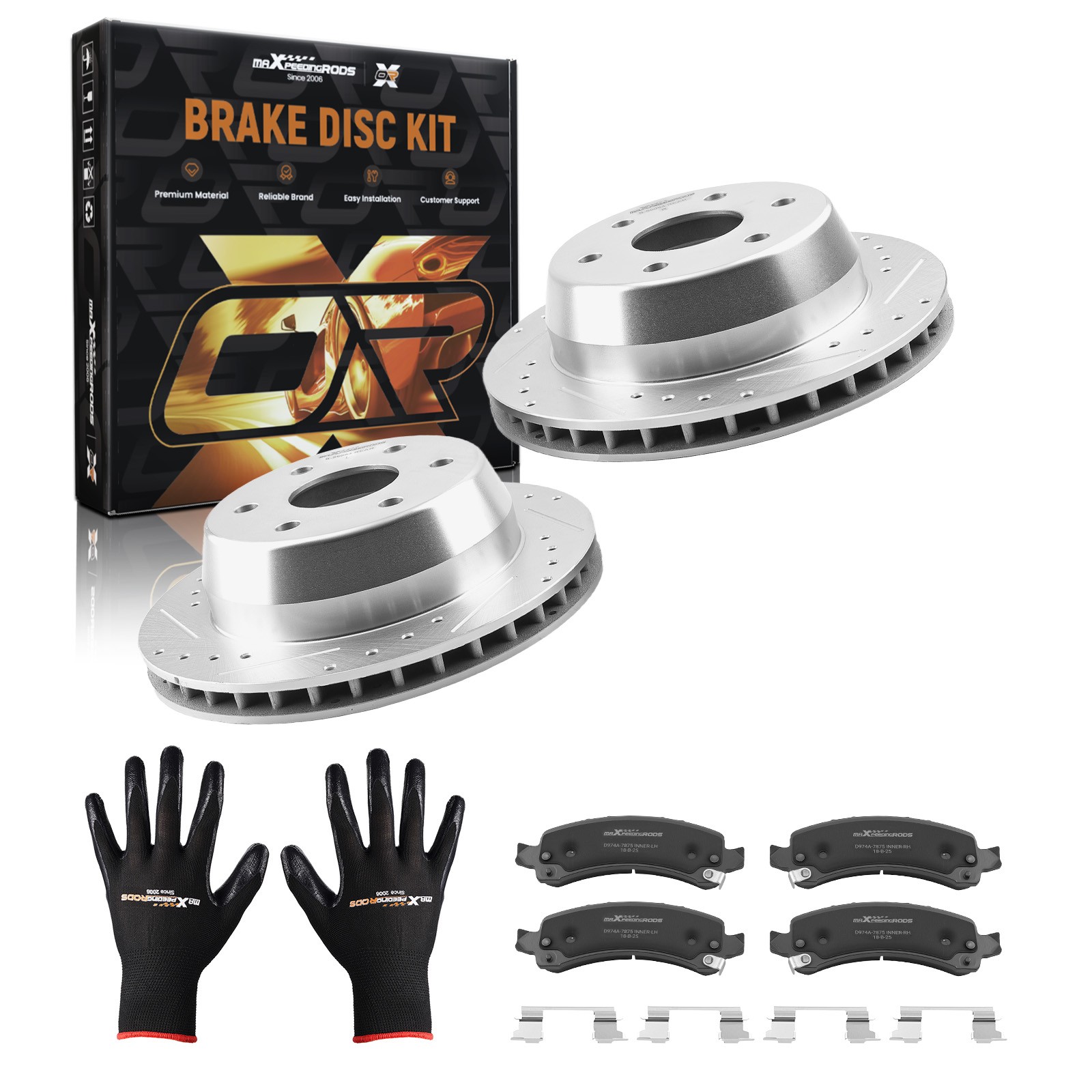 Rear Brake Rotors+Brake Pads Kit for Chevrolet Avalanche/Express/Suburban 1500