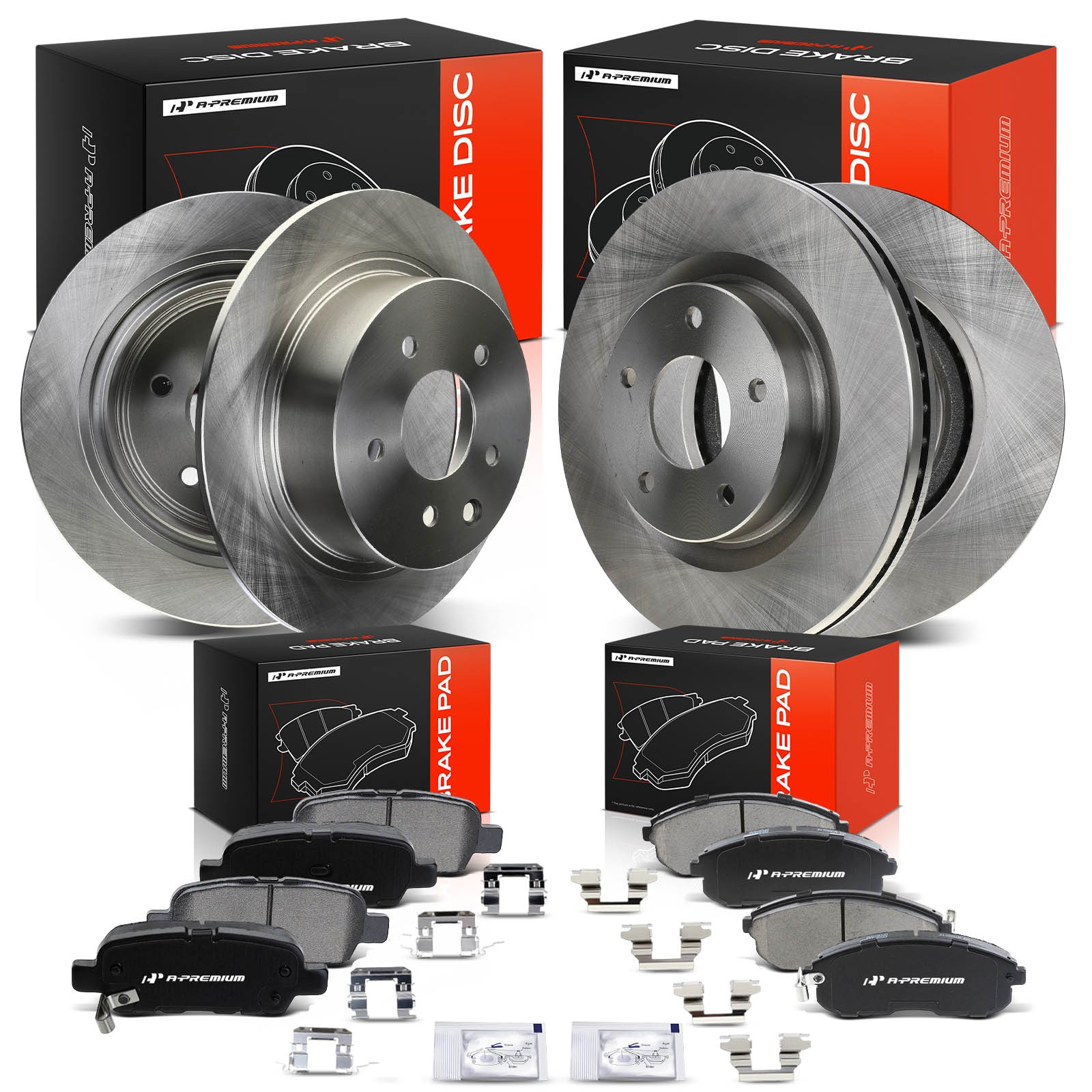 A-Premium Front & Rear Disc Brake Rotors & Ceramic Pads for Nissan Altima 07-13