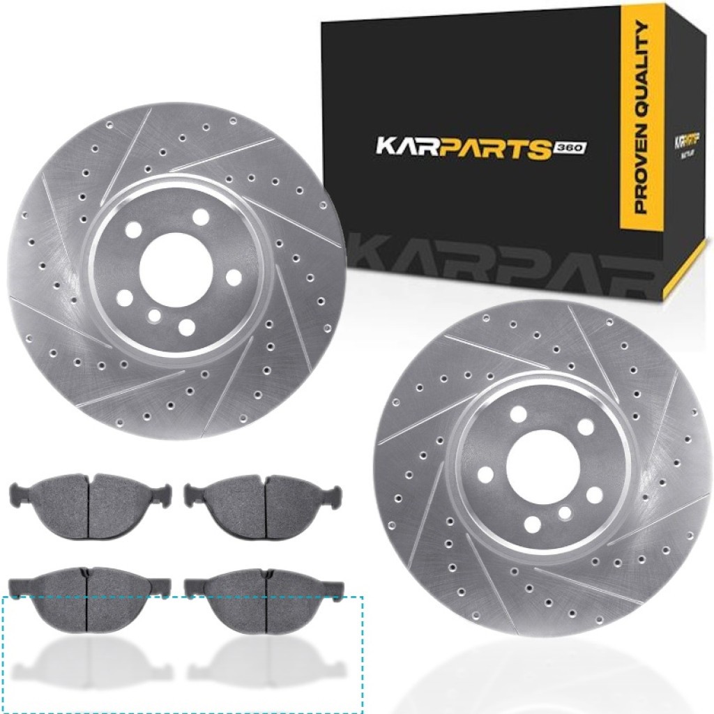 For BMW X5 2014-2018 Rotor Set Front | Cast Iron | Silver | Drilled and Slotted