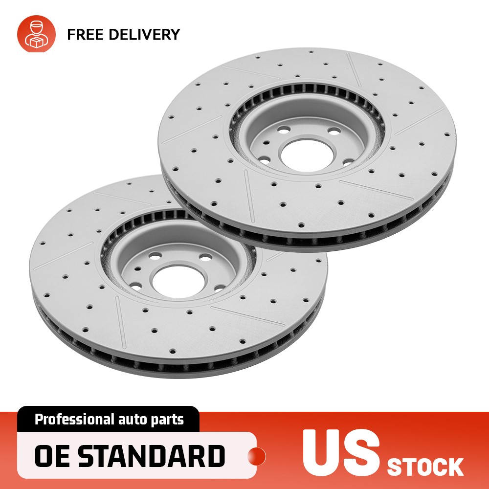 345mm Front Drilled Brake Rotors Set for Volvo S60 S90 V60 V90 XC40 XC60 XC90