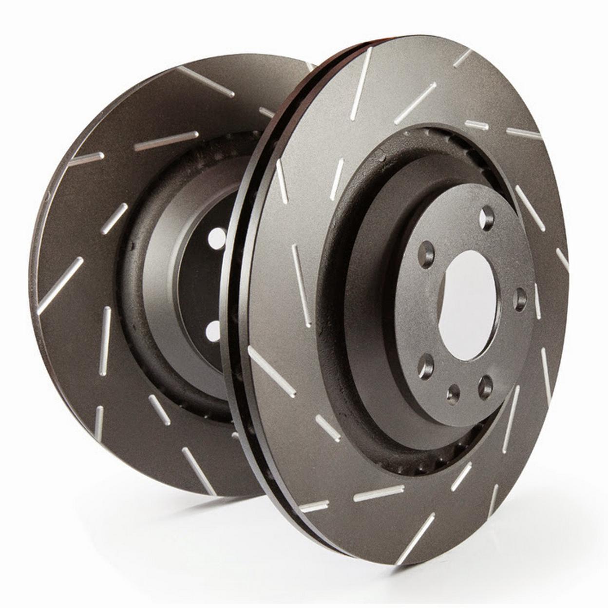 EBC Brakes USR7372 Slotted rotors feature a narrow slot to eliminate wind noise