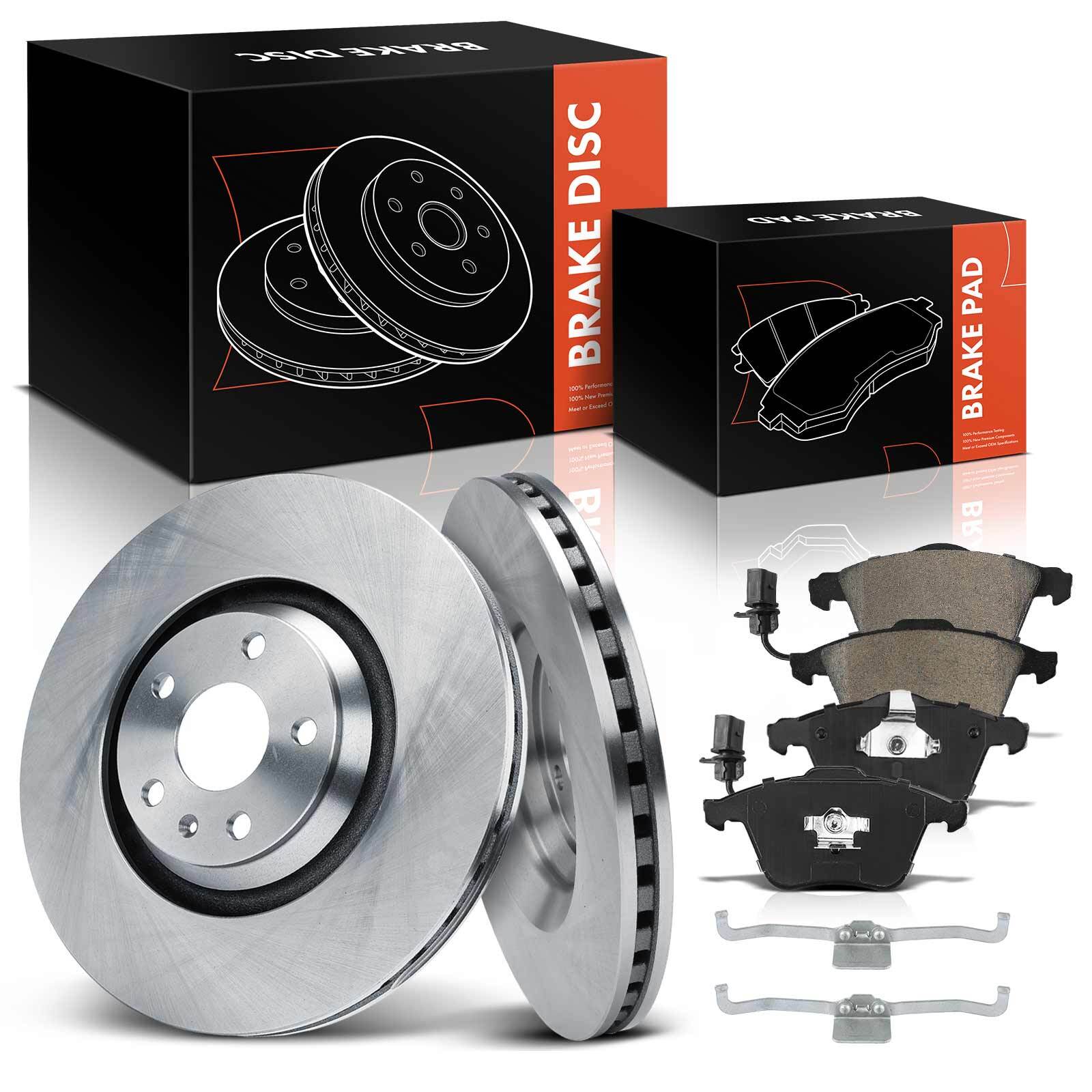 Front Disc Brake Rotors + Ceramic Brake Pads for Audi TT Quattro 2008-2009 3.2L