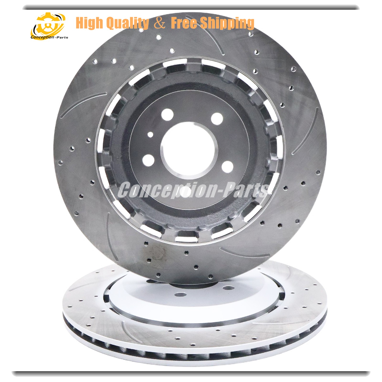 2X Rear Disc Brake Rotors Left＆Right For Audi RS7 2014-2018 4.0L V8 4G8615601E