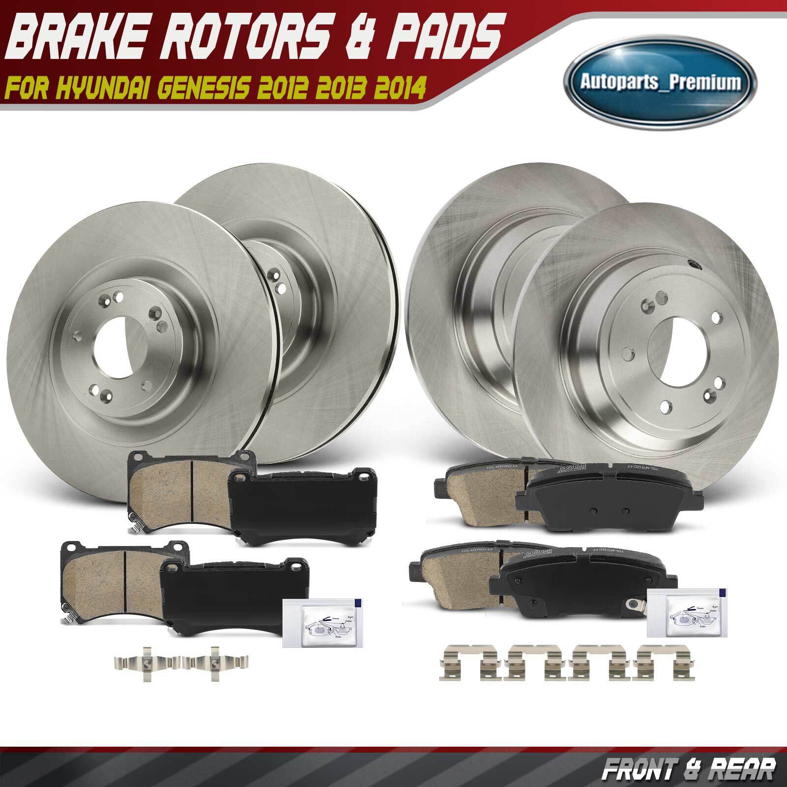 12Pcs Front & Rear Disc Brake Rotors & Brake Pads for Hyundai Genesis 2012-2014