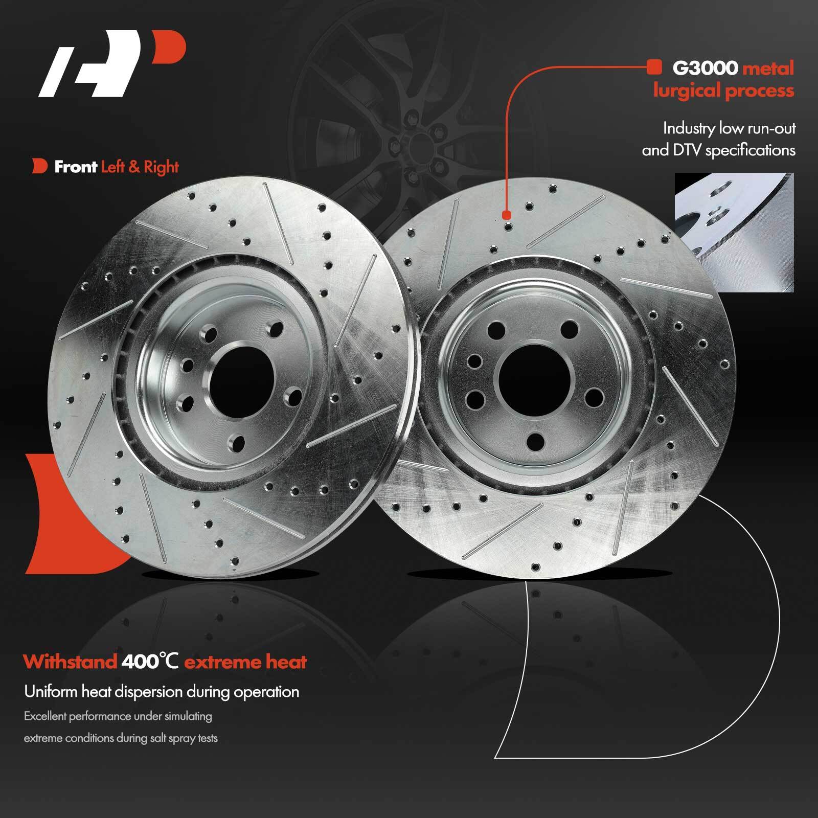A-Premium 2x Front Drilled Brake Rotor for Volvo S60 2012-2018 S80 V60 V70 XC70
