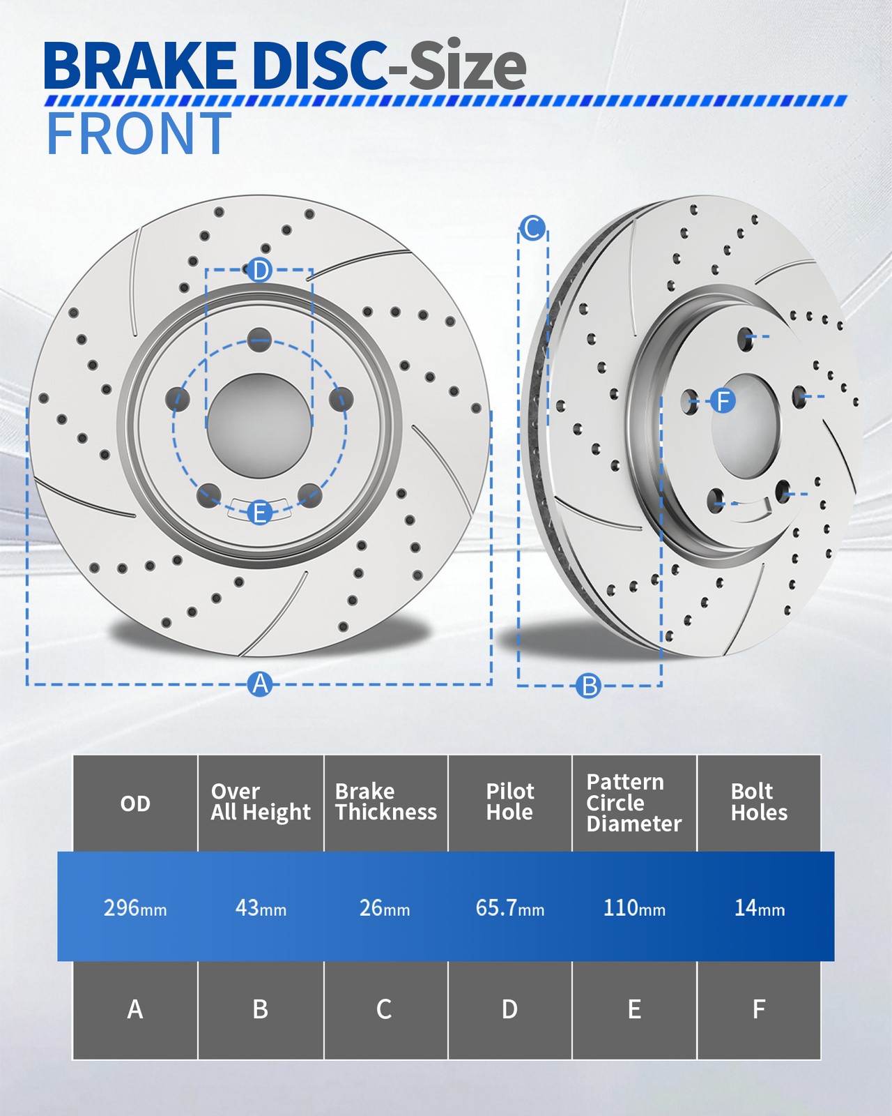296mm Front and 270mm Rear Brake Rotors Pads Kit for Chevrolet Malibu 2004-12
