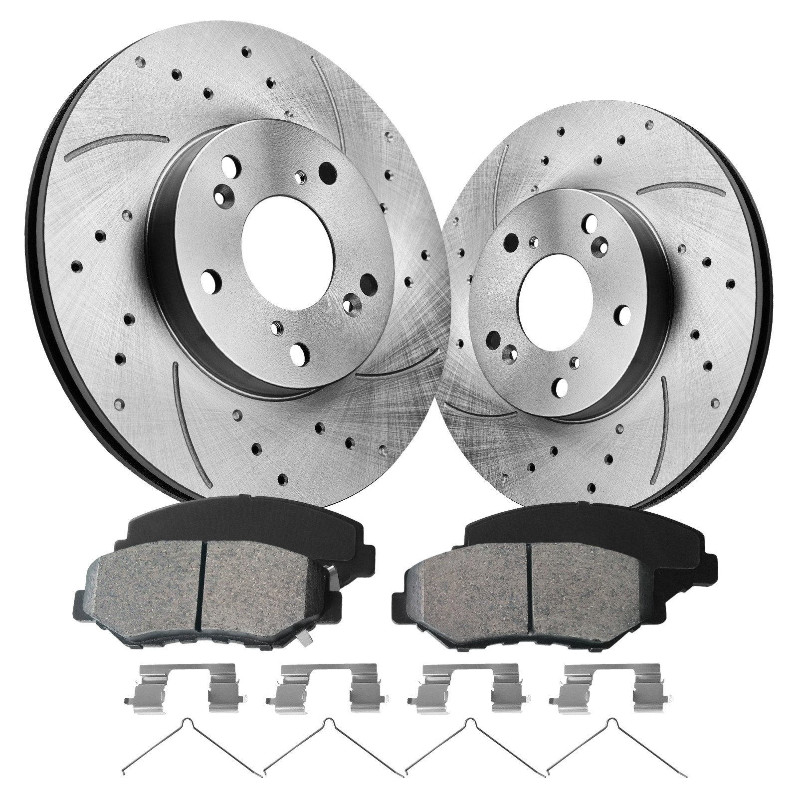 Front Rear Drilled Disc Rotors Brake Pads Kit for 2008 – 2017 Honda Accord 2.4L