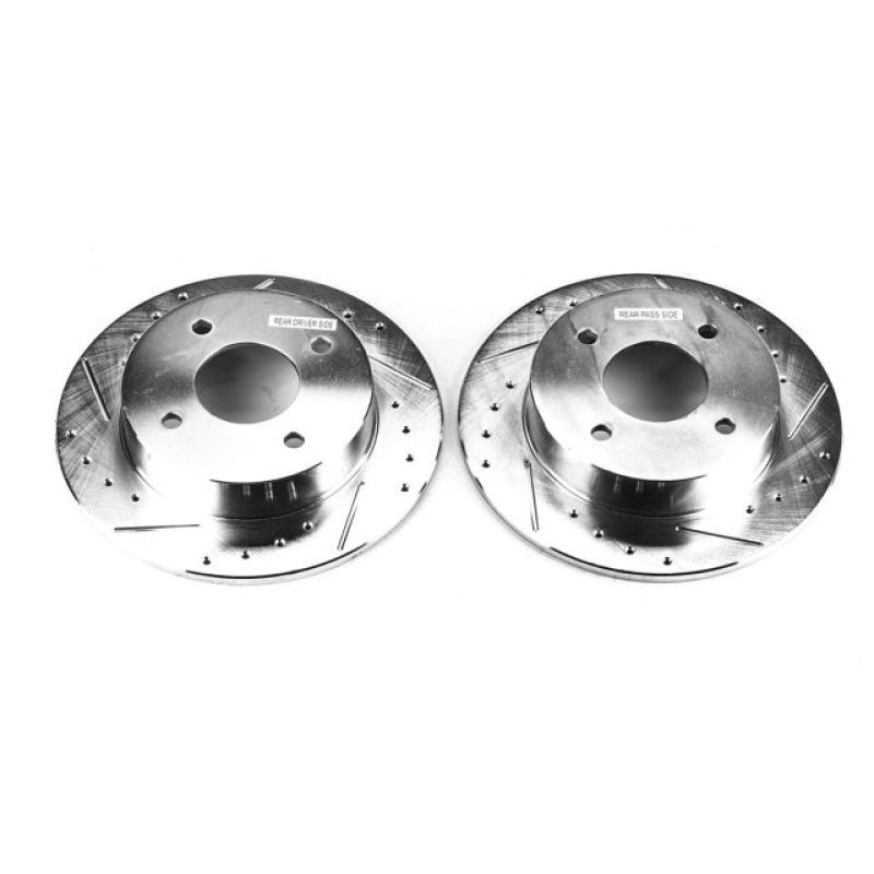 PowerStop Drill/Slot Rotor for Chevy C6 Cross-Drilled Silver Zinc Plated
