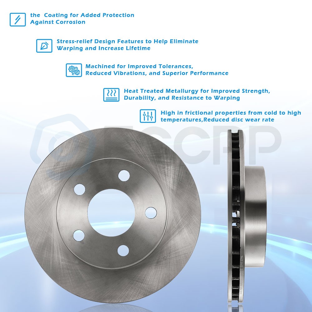 2 Front 250 mm Brake Rotors Solid Vented Fits 1993 – 2002 Saturn SW SC SL