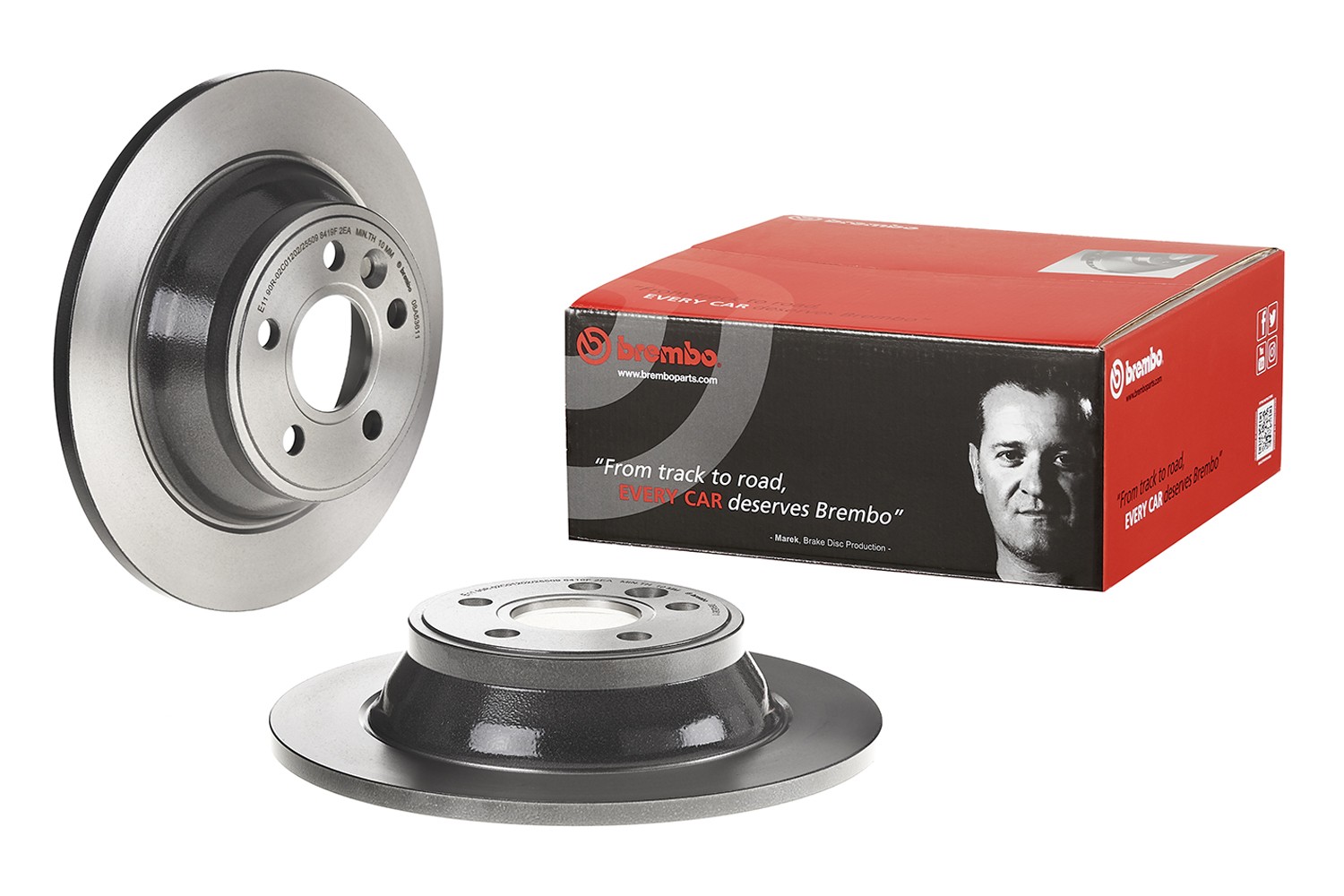Brembo Rear Left or Right 302mm Solid Disc Brake Rotor For Volvo S80 3.2 ’07-’08