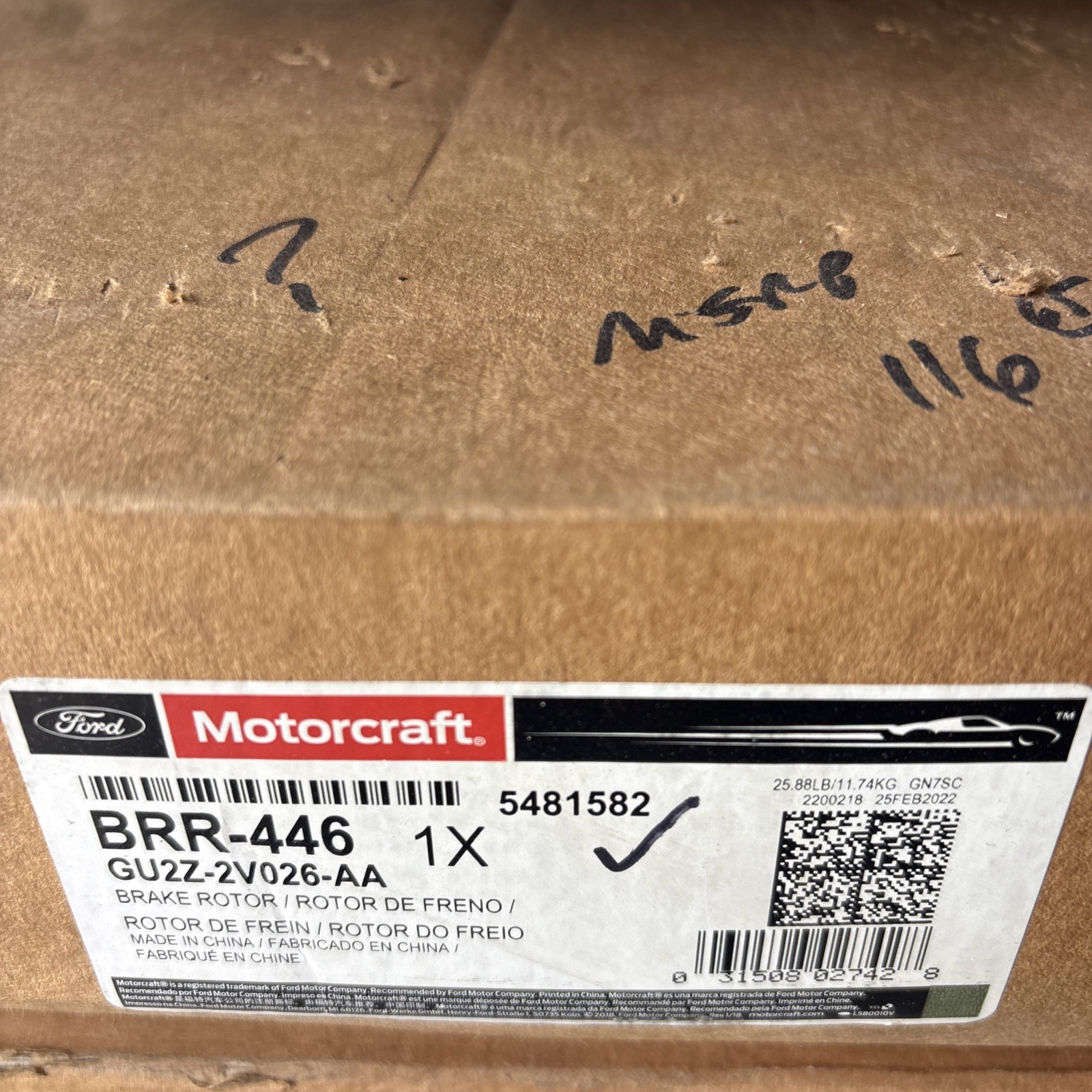 Motorcraft BRR-446 Ford F150 Rear Vented Brake Rotor 2012-2020 Mark LT