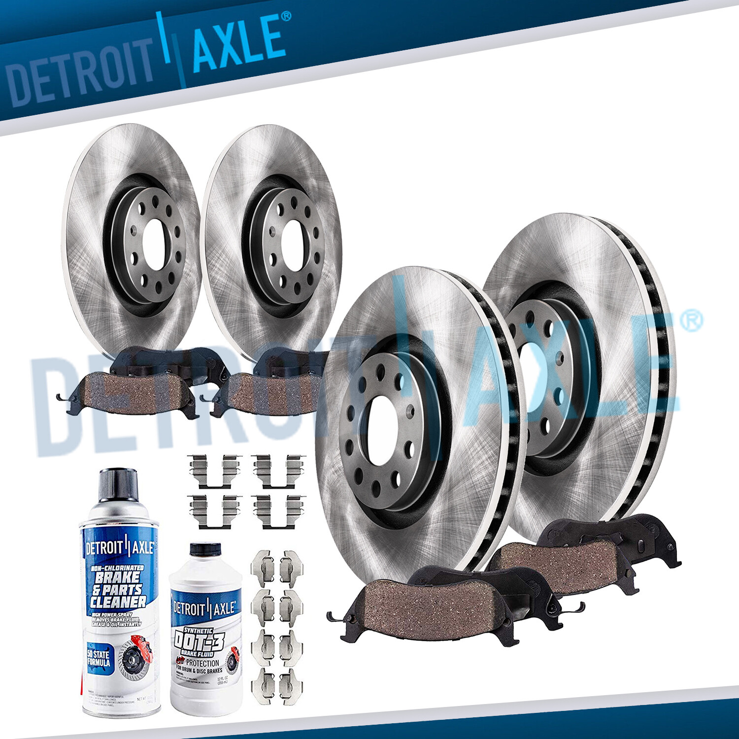 288mm Front and 260mm Rear Brake Rotors Ceramic Pads for Volkswagen Jetta Golf