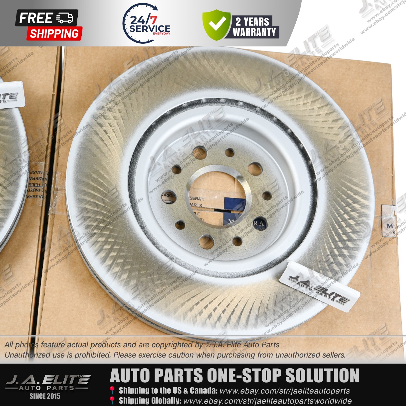 2pcs Front Brake Rotor Without Holes fit Maserati Ghibli Quattroporte, 670032734