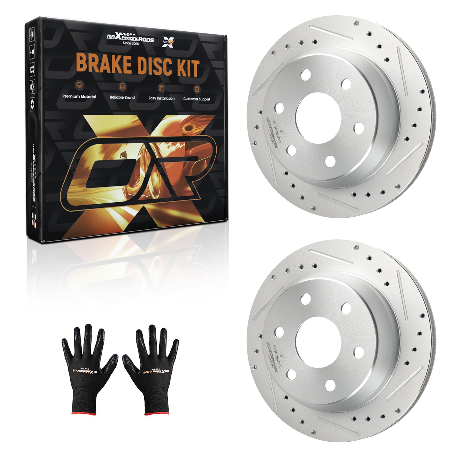 330mm Rear Drilled Brake Rotor Kit for Chevrolet Silverado 1500 2001-06 S-55084