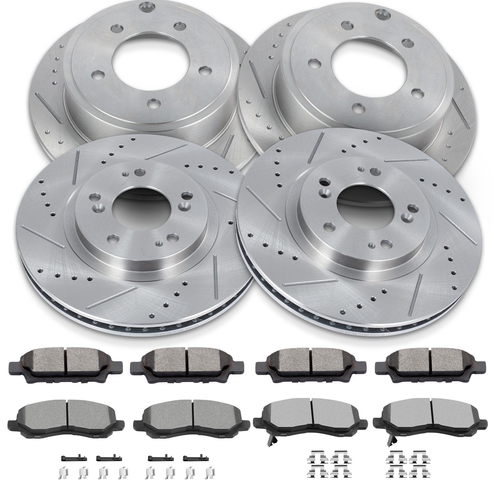 Front And Rear Brake Rotors & Ceramic Pads For Chrysler Sebring Dodge Caliber