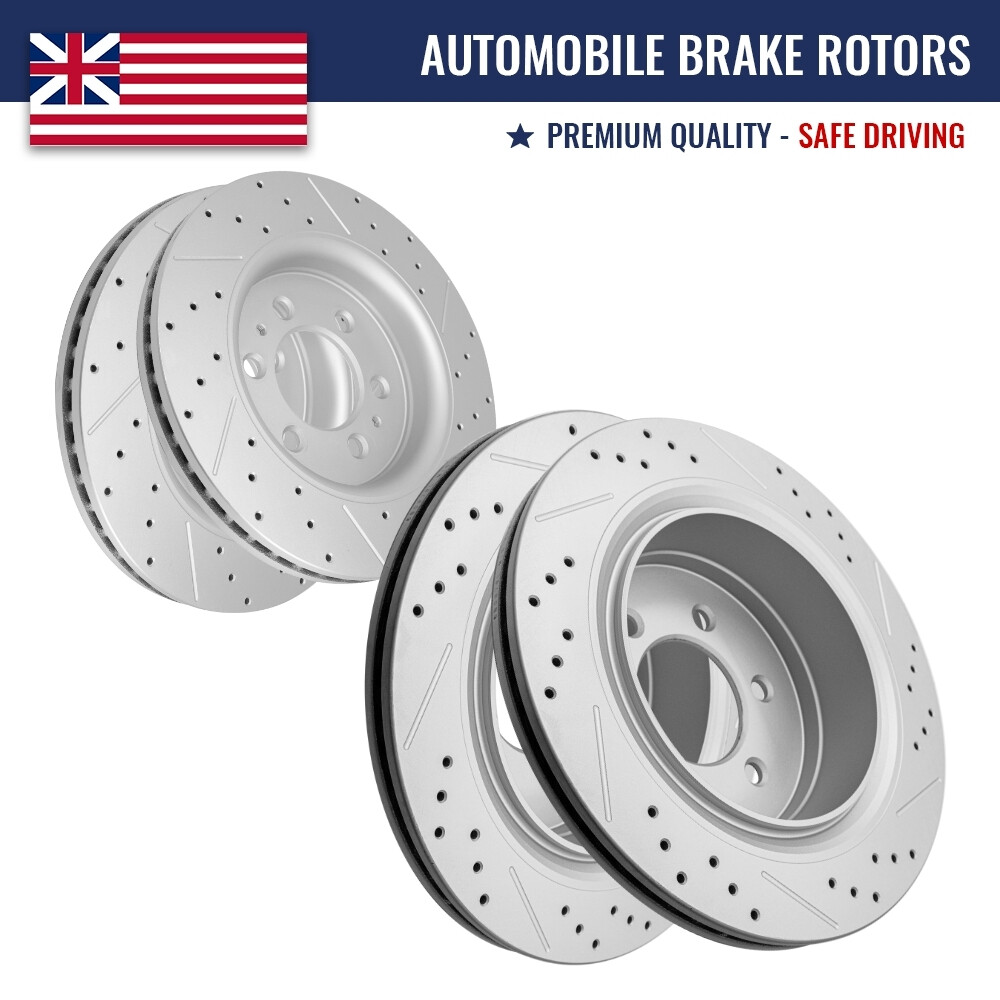 Front Rear Drilled Brake Rotors for 2012-2014 Ford F-150 With 6 Lug Wheels