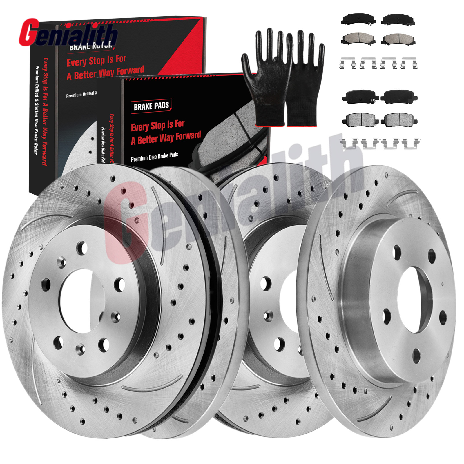 Front Rear Disc Rotors Ceramic Brake Pads for 2011 2012 2013 Chevrolet Impala