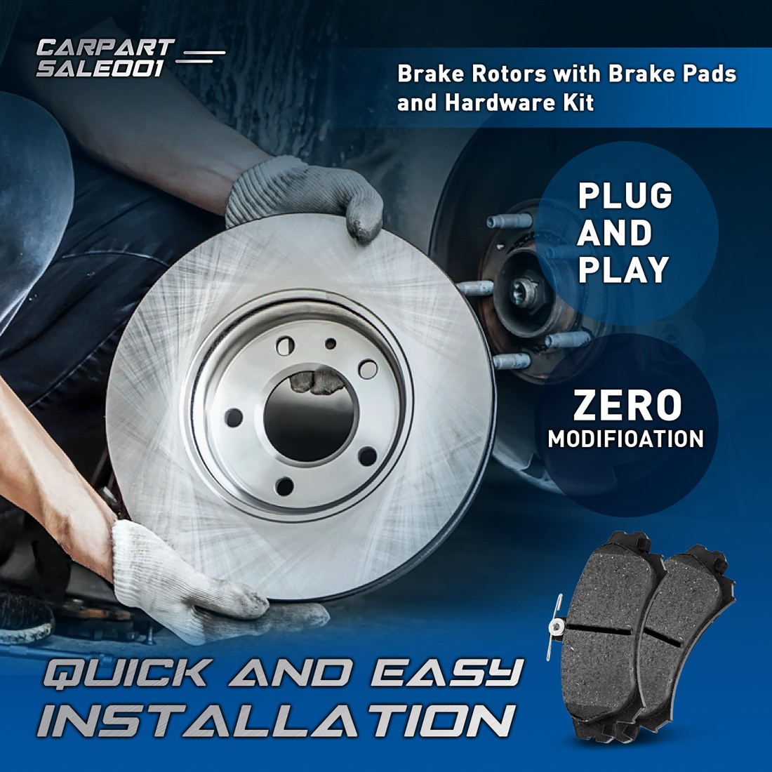 11.99″ Front Disc Rotors Brake Pads Kit for 2002-2005 Cadillac Escalade 5.3L