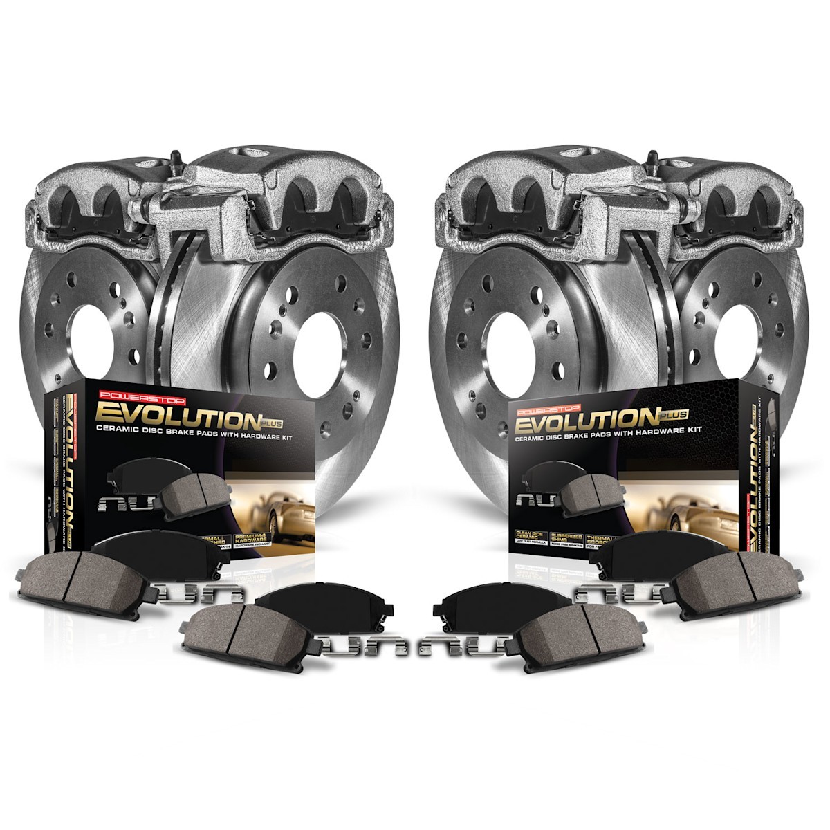 Powerstop 331mm Front 325.9mm Rear Discs Calipers Pads Kit for E-150 E-250 E-350