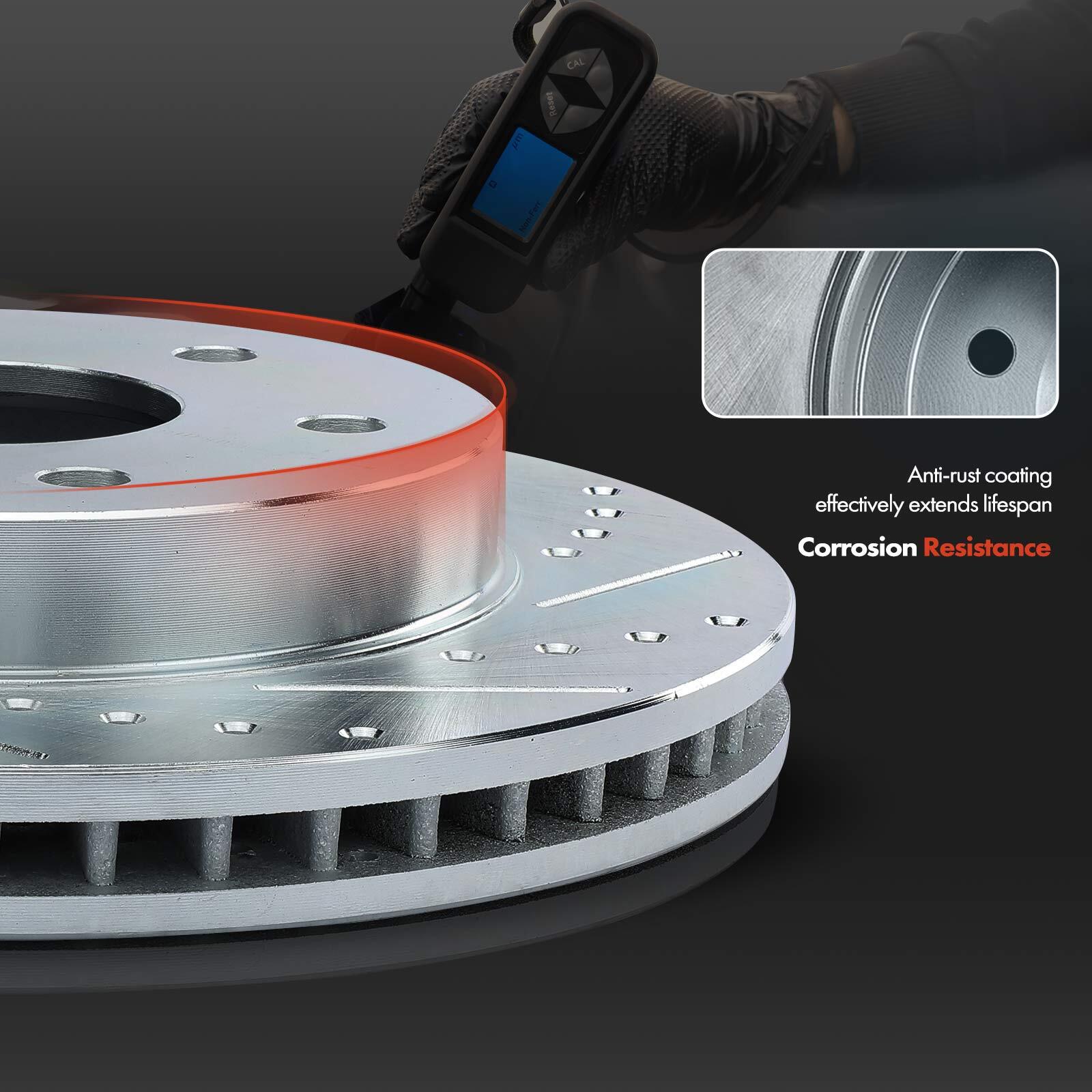 Front Left & Right Side Drilled Brake Rotor for Audi A3 Q3 S3 Volkswagen Golf R