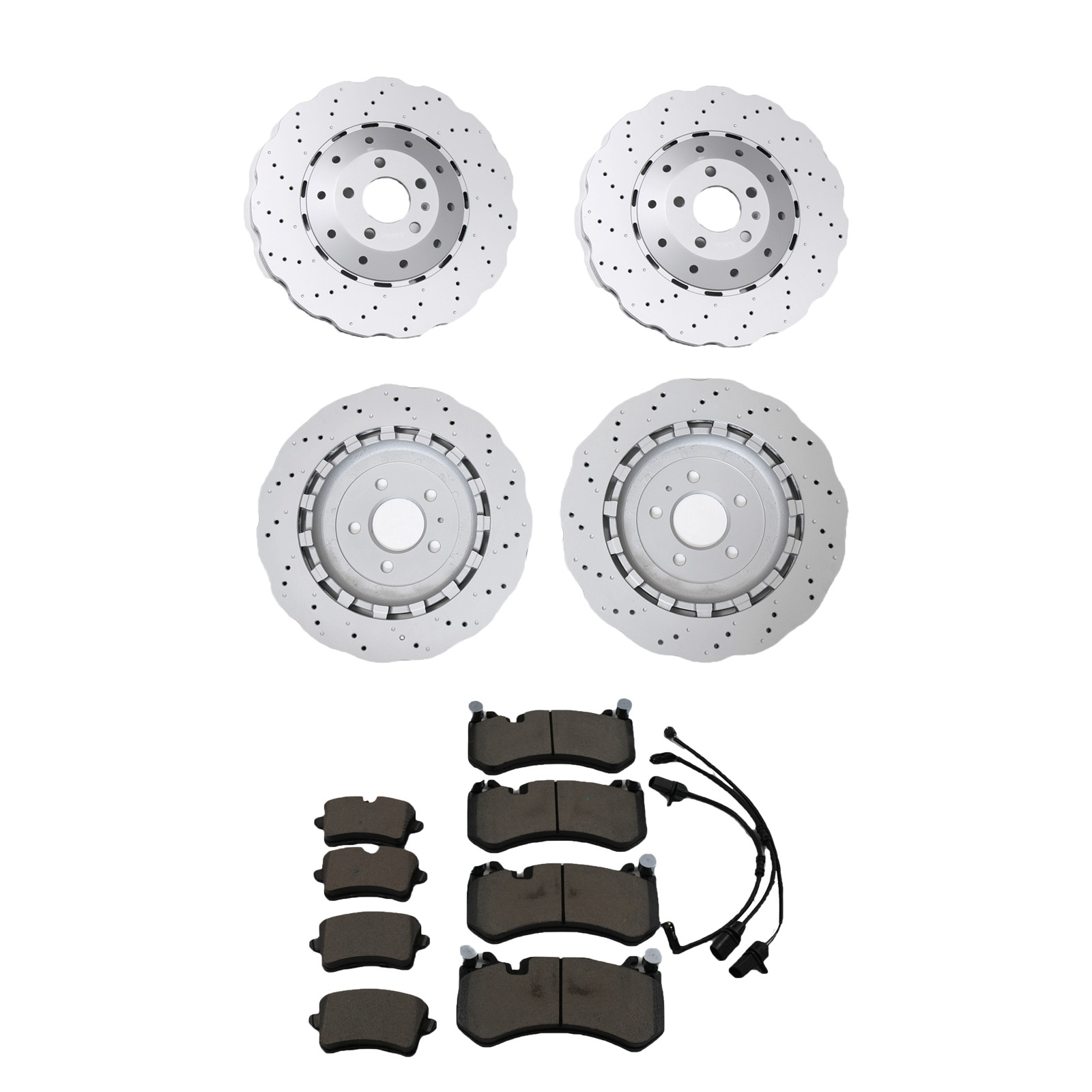 FOR Audi RS7 2013-18 front wavy drilled brake disc+auxiliary front brake pad