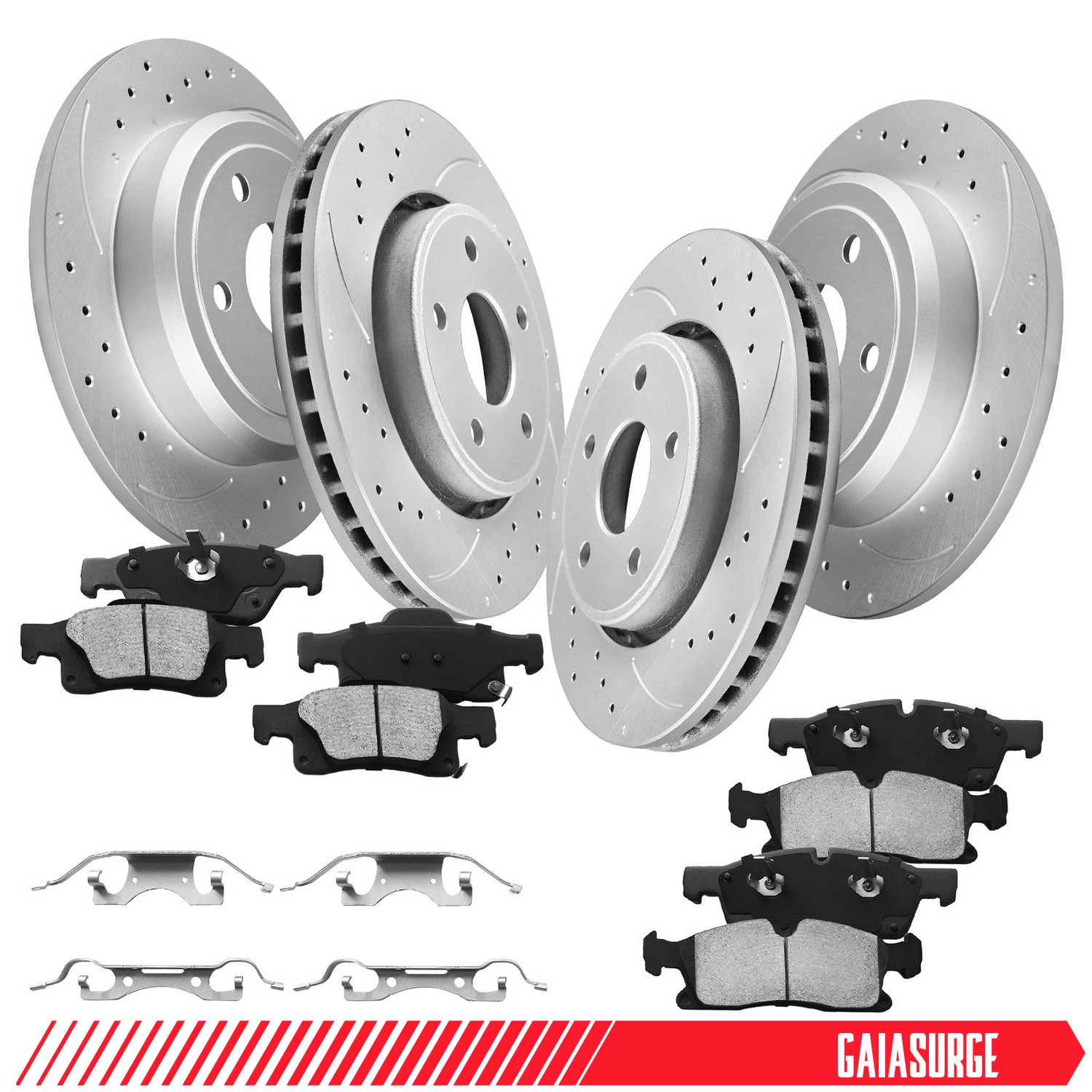 Front & Rear Drilled Slotted Rotors + Pads for 2011-2020 Durango Grand Cherokee