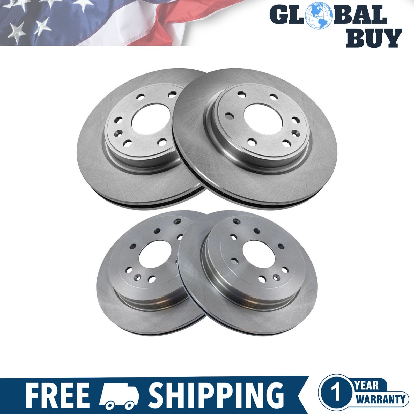 New Front & Rear Disc Brake Rotor Kit 4 Piece Set For Chevrolet GMC Truck Pickup