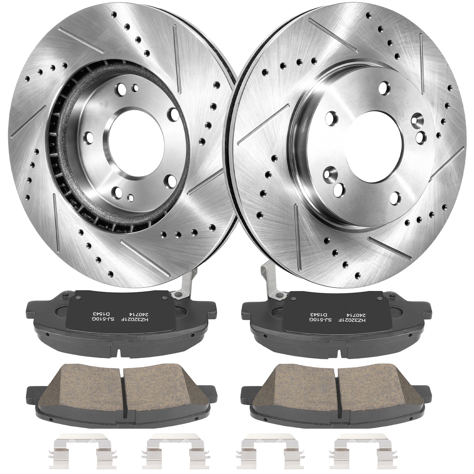 Front Drilled and Slotted Rotor+Ceramic Brake Pad for Hyundai Elantra Kia Forte