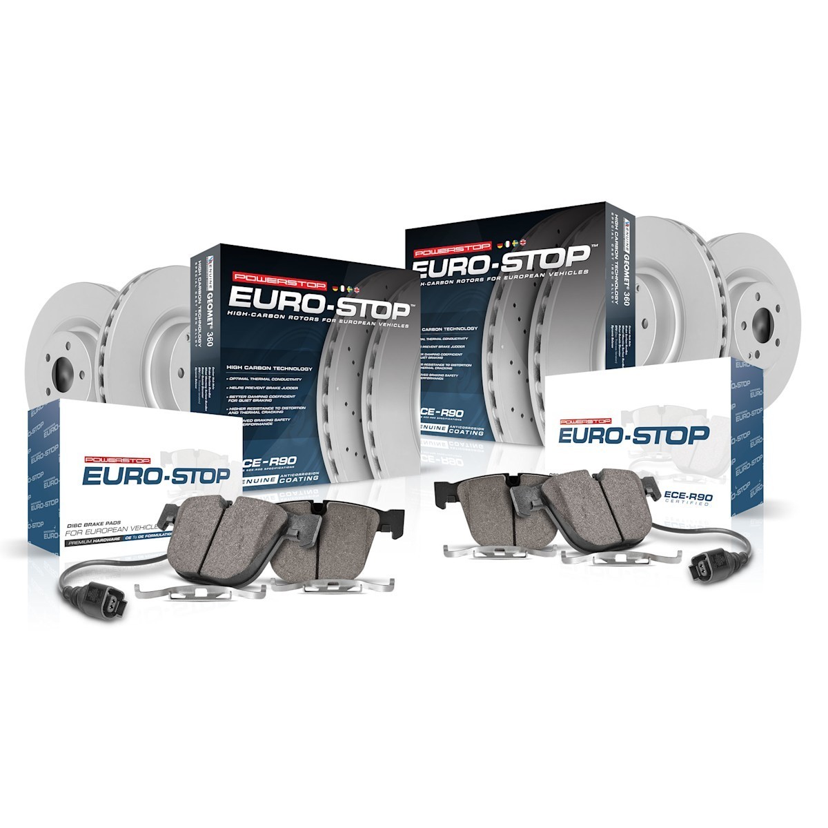 Powerstop 288mm Front 260mm Rear 4 Wheel Brake Discs & Pads Kit for Jetta Rabbit