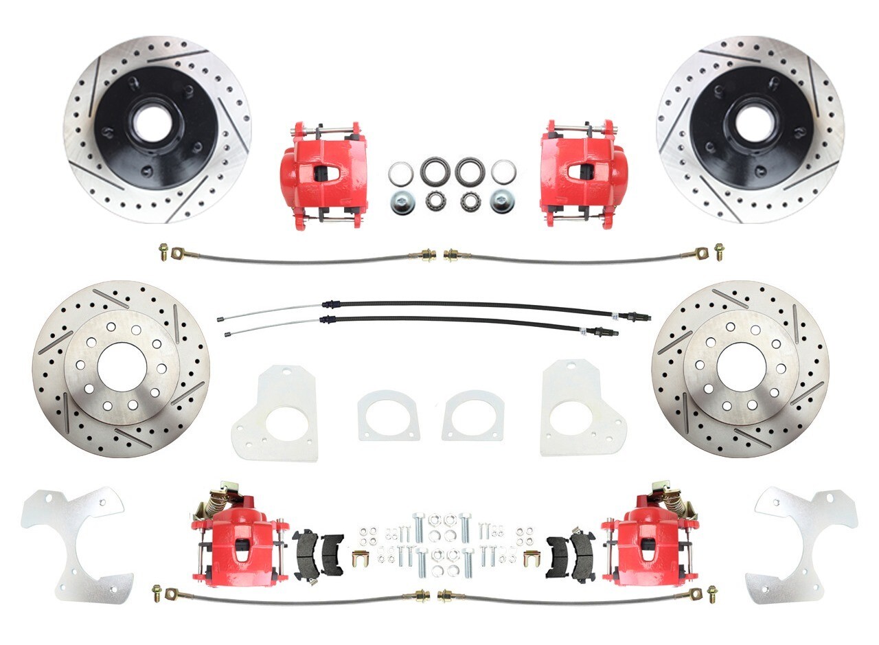 1982-1993 Camaro Front & Rear Brake Package, RED PC Calipers, D/S Rotors