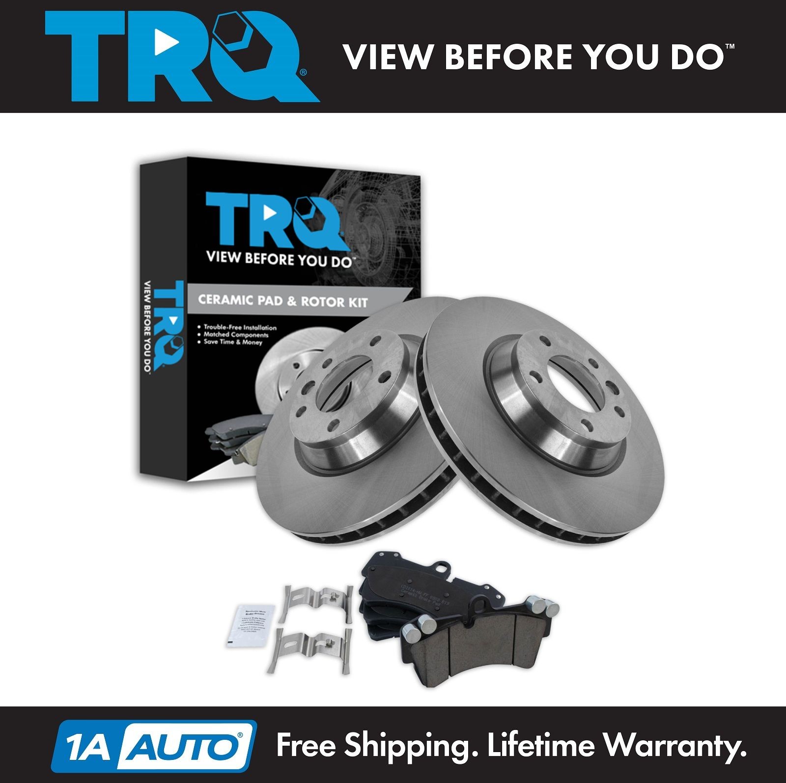 TRQ Brake Pad & Rotor Front Ceramic Kit for Audi Porsche Volkswagen New
