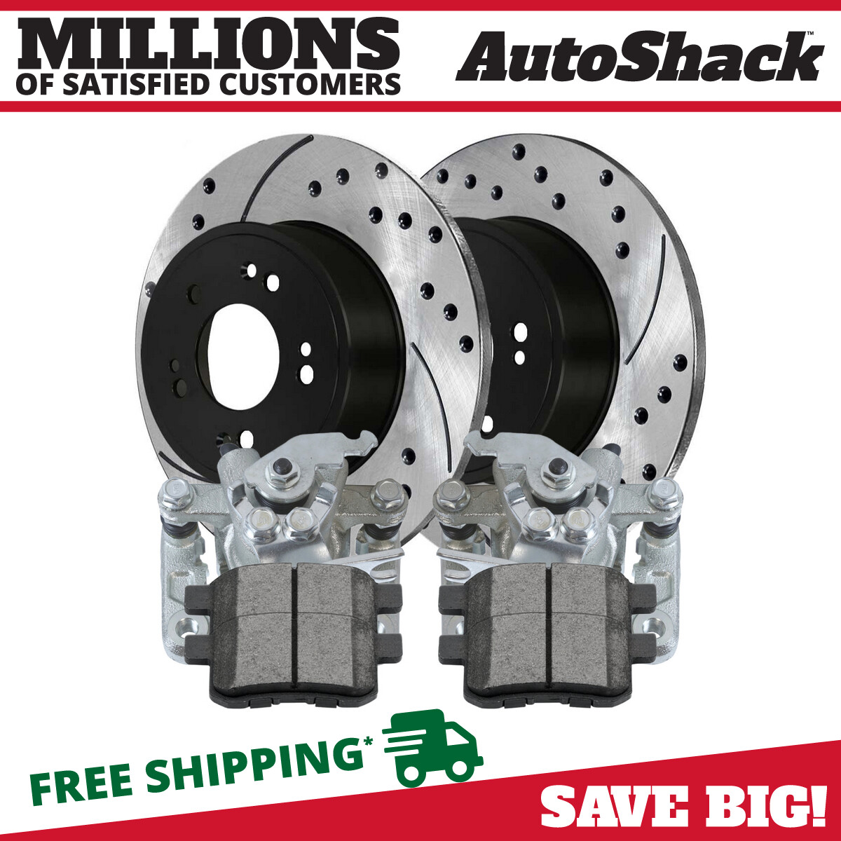 Rear Brake Calipers Pads Drilled Slotted Rotors for Honda Accord Acura TSX 2.4L