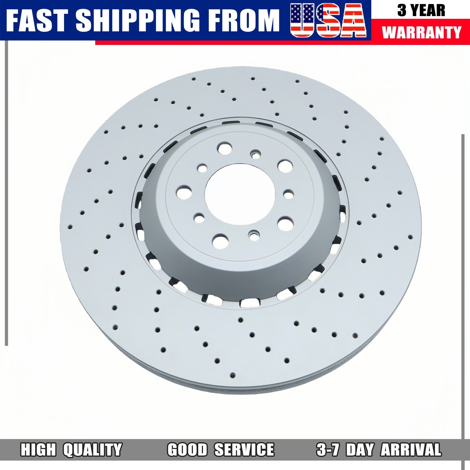 NEW 2x Front Vented & Drilled Disc Brake Rotors For BMW F10 F12 F13 M5 M6