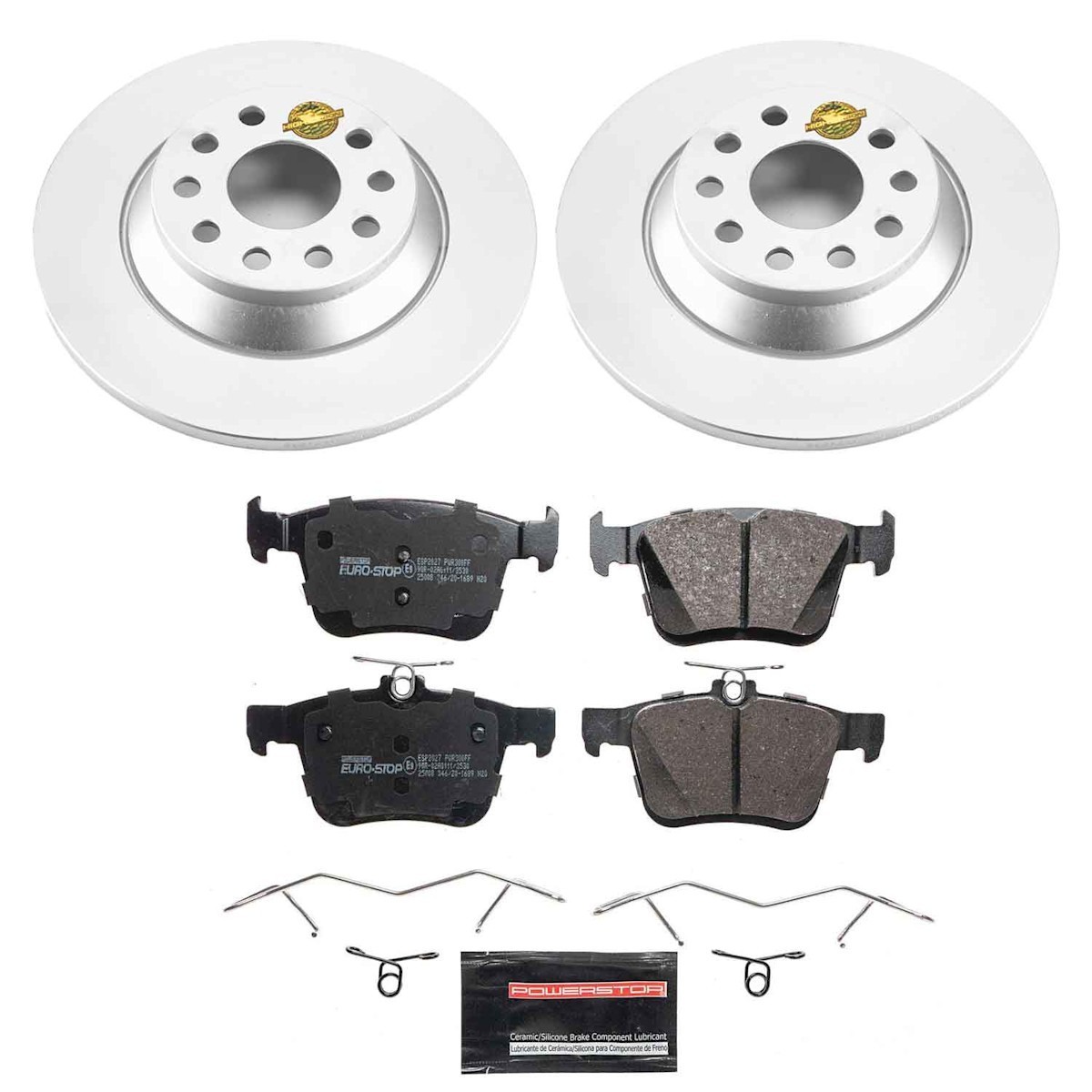 Powerstop Rear 2 Wheel 299.9mm Disc Rotors & Pads Kit for Q3 TT Jetta Tiguan