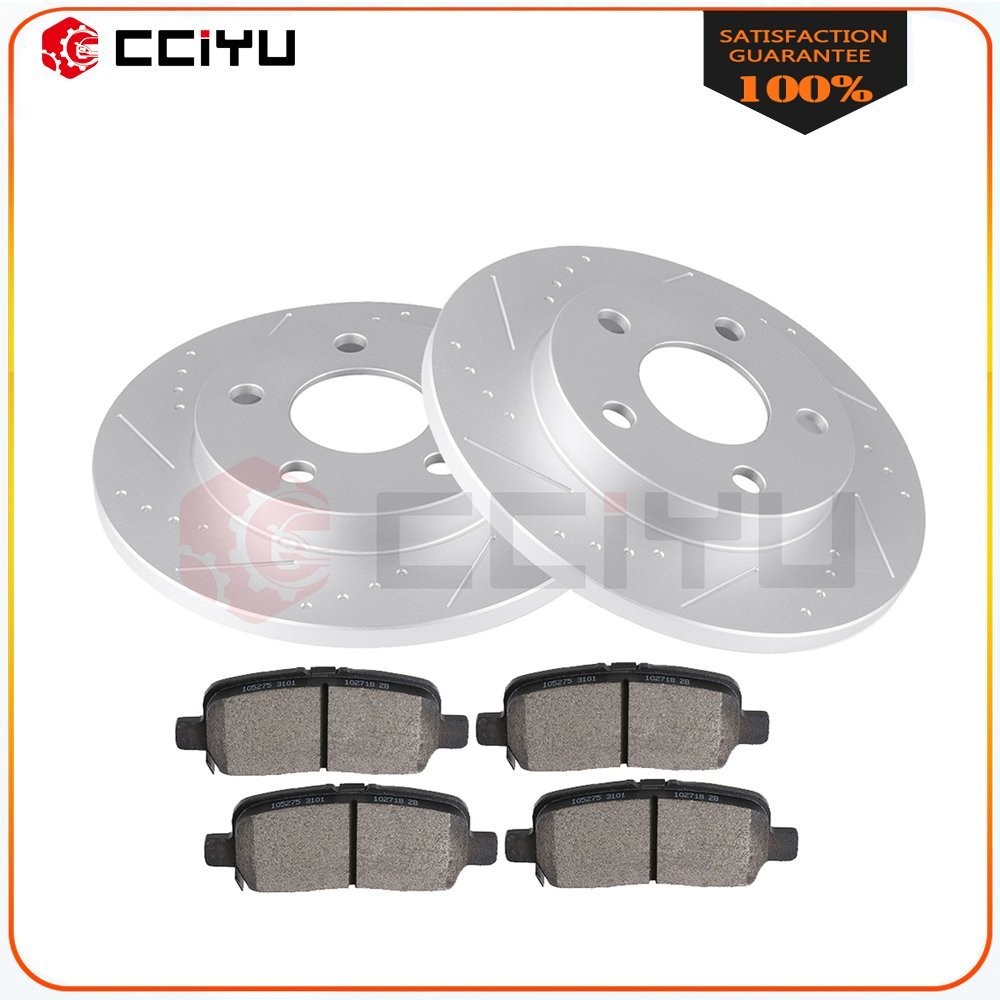 Slotted Rear Brake Rotors & Ceramic Brake Pads For Chevrolet Impala Limited