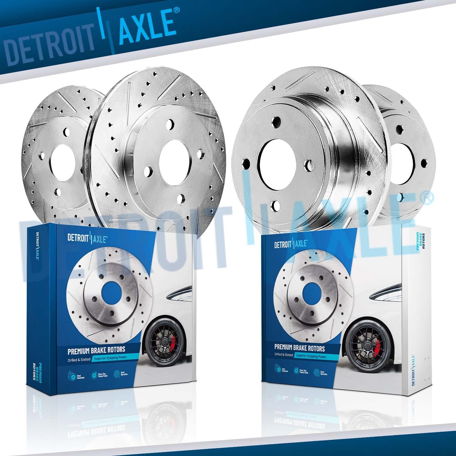 Front & Rear Drilled and Slotted Disc Brake Rotors for Honda Accord Acura CL L4