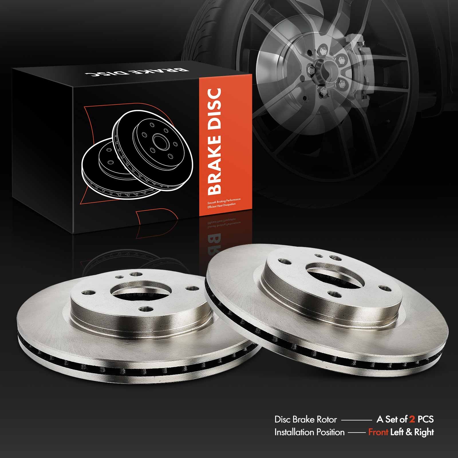 Front LH&RH Disc Brake Rotors & Ceramic Brake Pads for Ford Fiesta 2014-2019 ST
