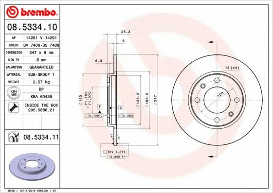 BREMBO Rear Axle BRAKE DISCS + PADS SET for PEUGEOT 206 CC 1.6 16V 2000-2007