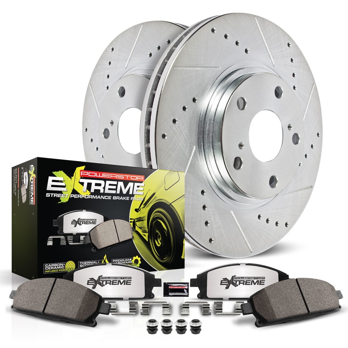 K530-26 Powerstop 4-Wheel Set Brake Disc and Pad Kits Front & Rear for Audi