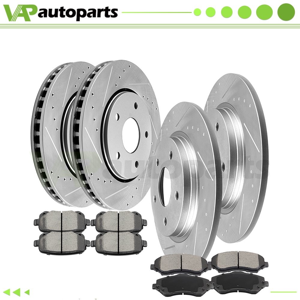 Brake Pads And Rotors Front Rear For DODGE GRAND CARAVAN 2008 – 2011 Drilled