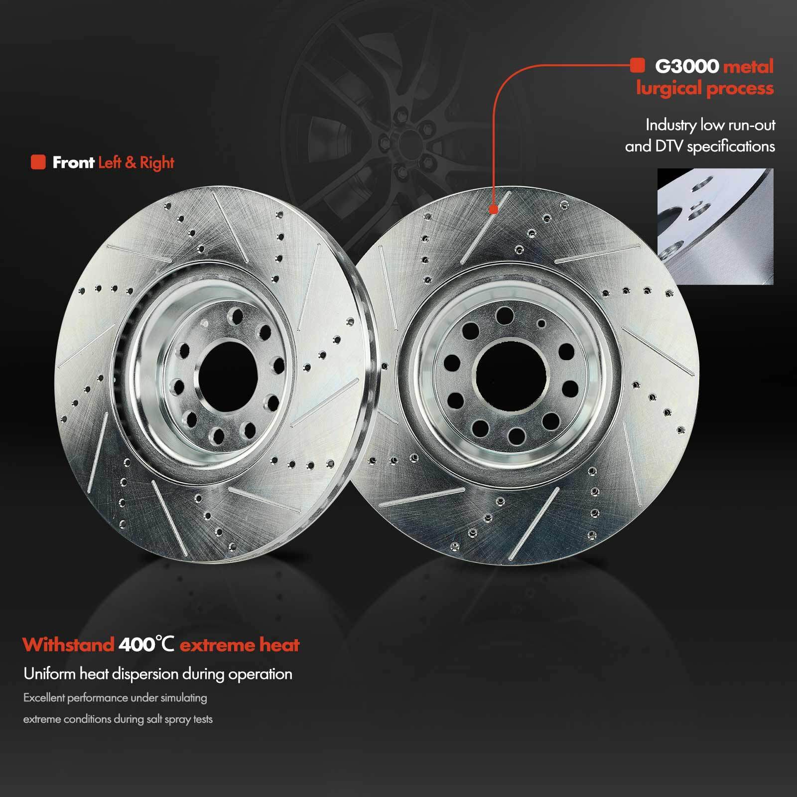 Front Left & Right Side Drilled Brake Rotor for Volkswagen Golf Jetta Audi A3
