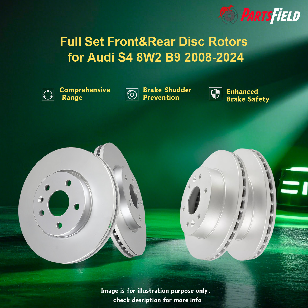 Full Set Front&Rear Disc Rotors for Audi S4 8W2 B9 2008-2024
