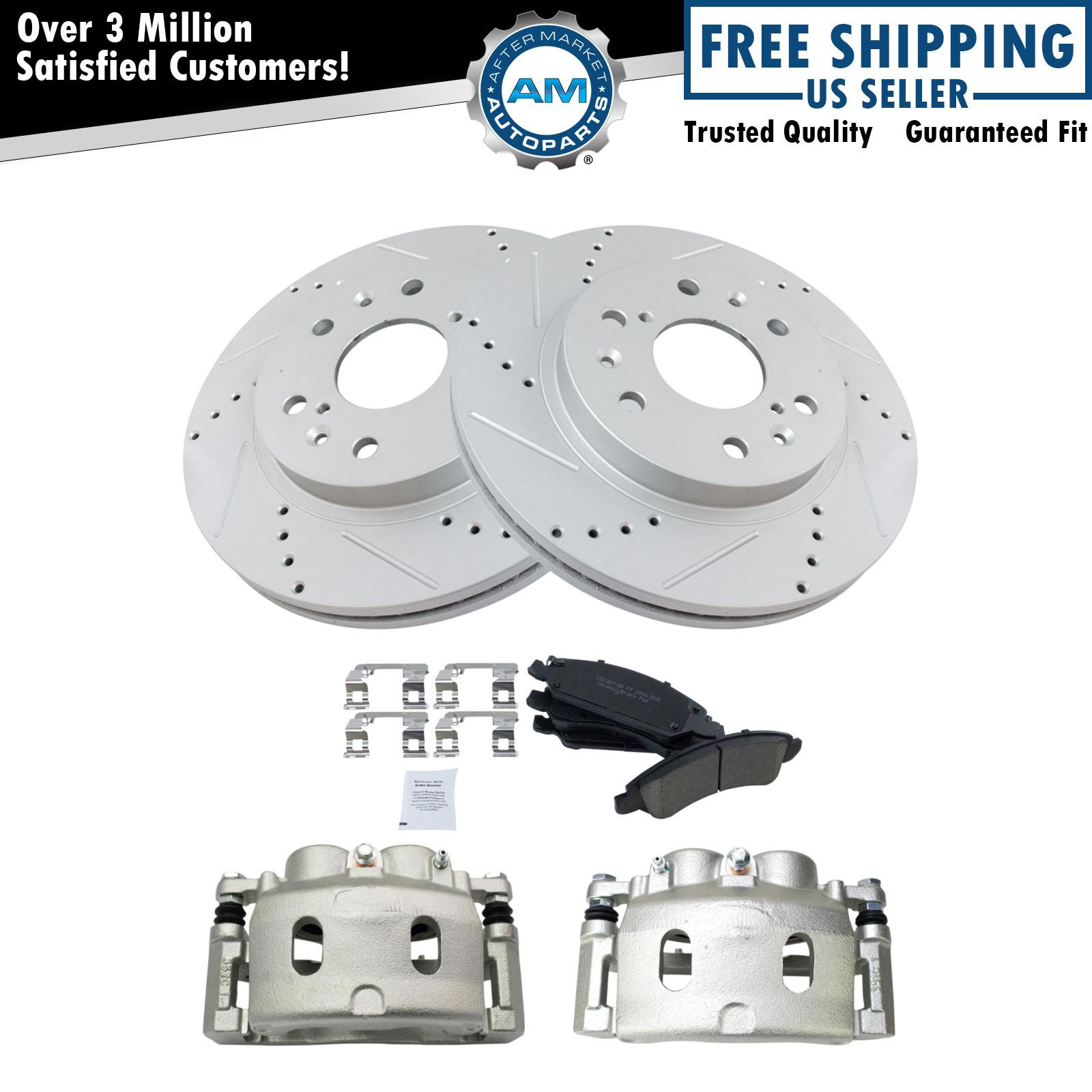 Front Performance Rotor, Ceramic Pad & Calipers for Chevy Van Truck SUV