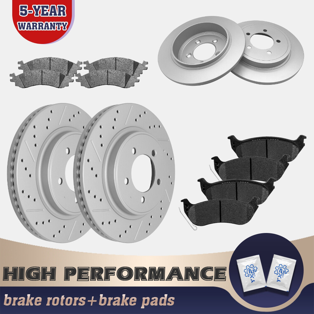 Front & Rear Brake Rotors + Brakes Pads for 2006-2010 Ford Explorer Mountaineer